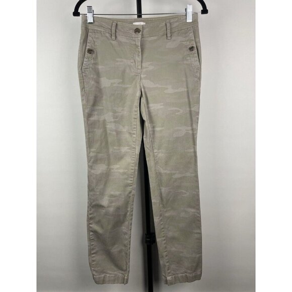 J. Jill Stretch Camouflage Cotton Tencel Size 4P Light Green Tapered Pants - Picture 1 of 8